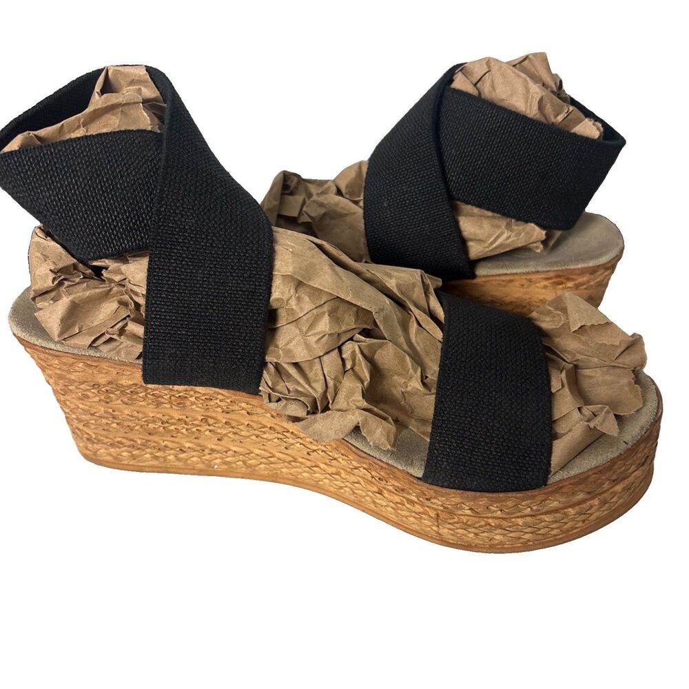 Charleston Shoe Co Cannon Black Croc Size 8 Wedge - Picture 6 of 16
